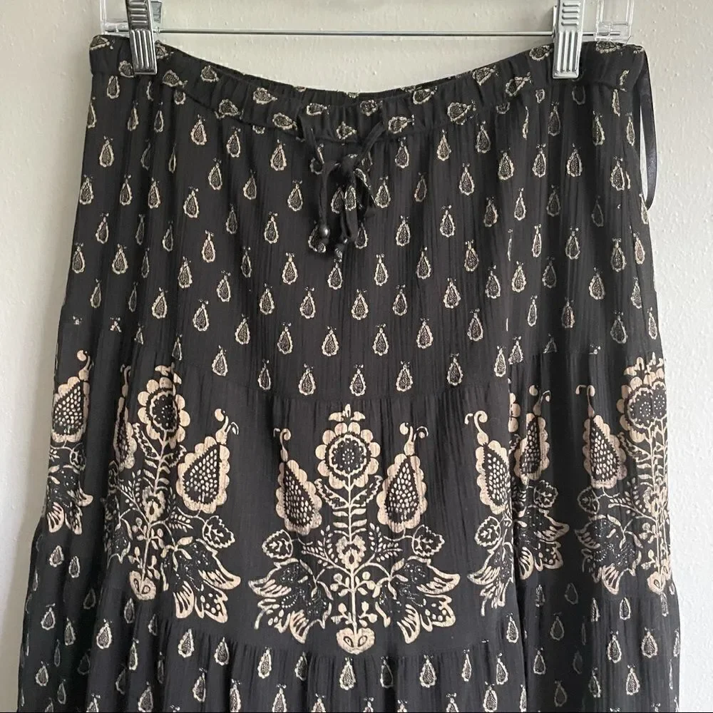 Lauren Ralph Lauren Floral Maxi Fare Skirt Paisley Elastic Waist Cotton Sz.MP